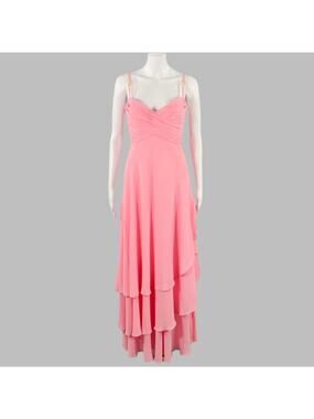 ESCADA COUTURE Size 2 Pink Gold Silk Ruched Layered Evening Gown